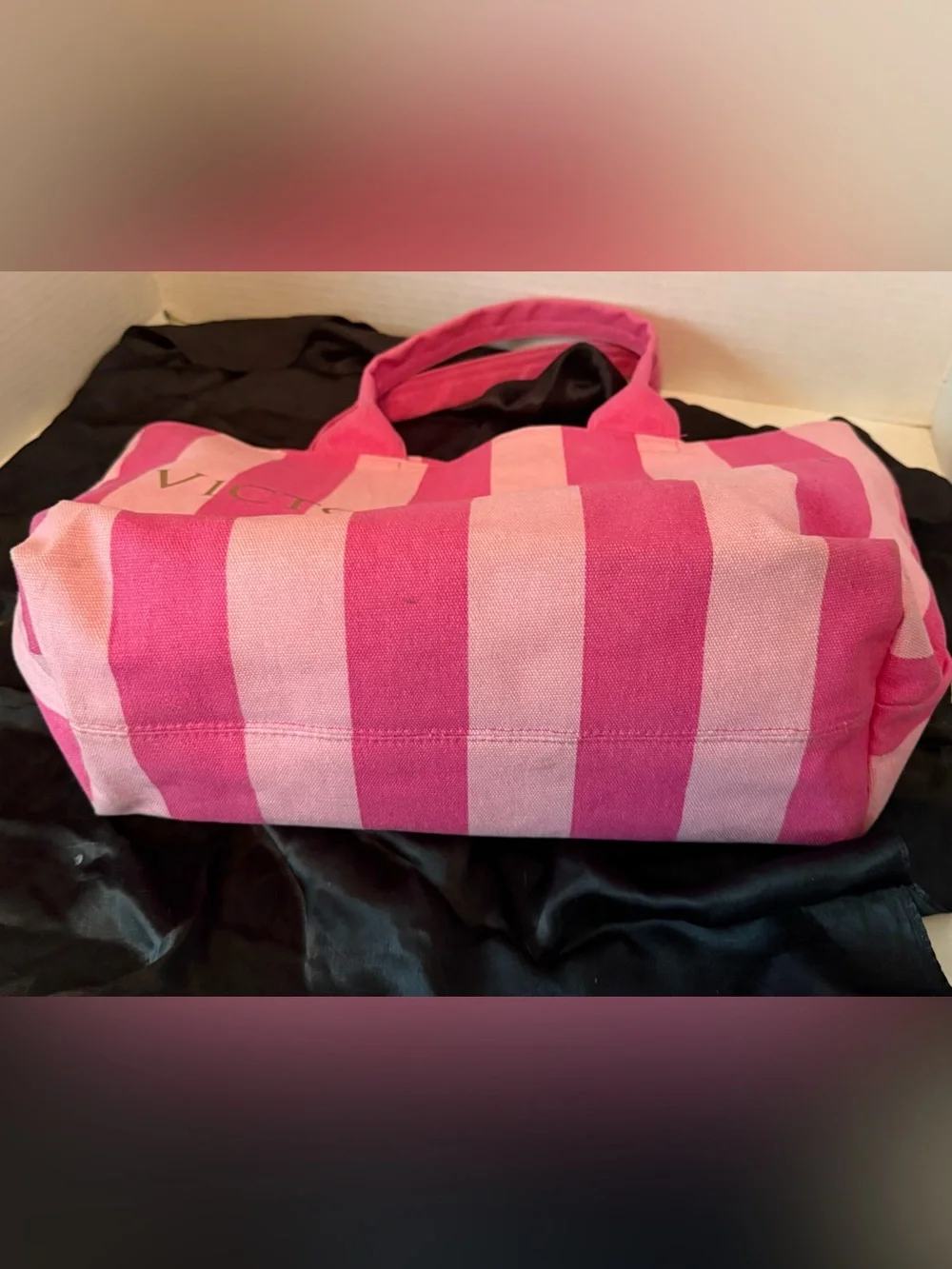 Victoria's Secret 2000’s Pink & Light Pink Striped Canvas Tote